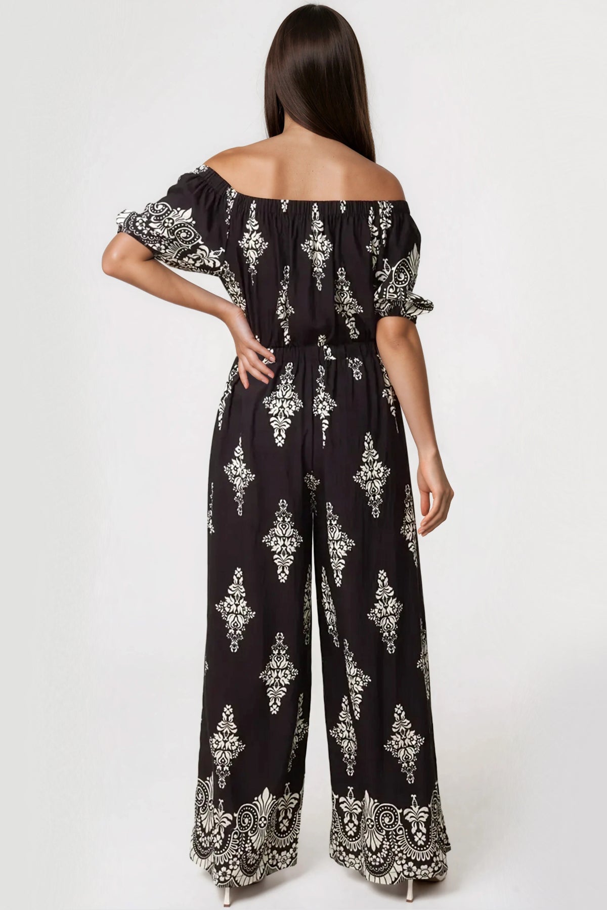 Black Bardot Wide Leg Jumpsuit