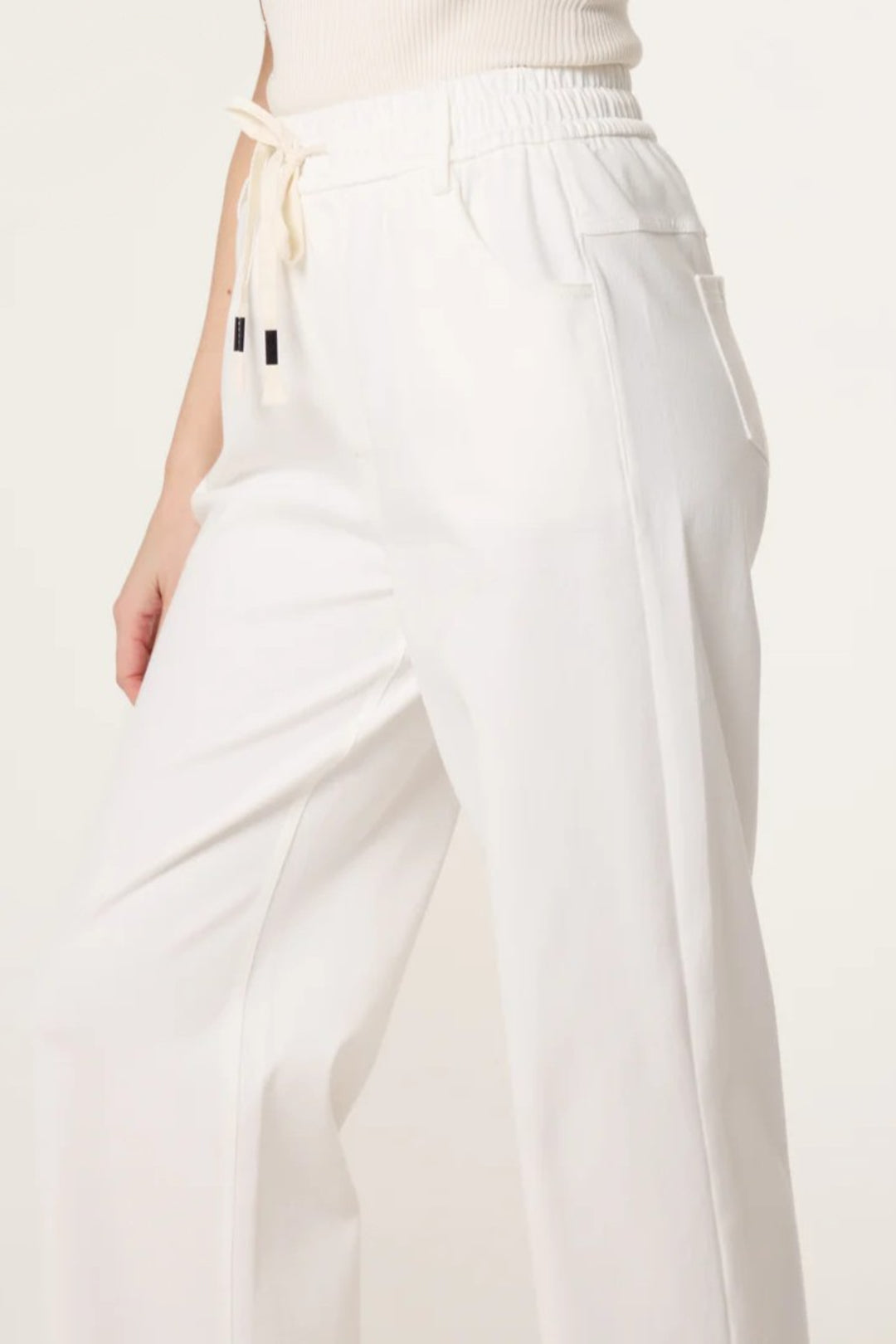 Ivory Elasticated Waist Wide Leg Trousers