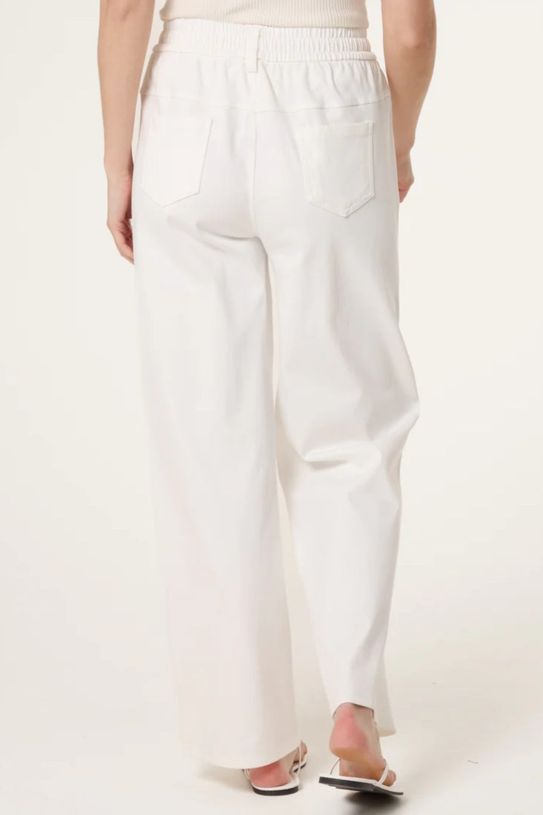 Ivory Elasticated Waist Wide Leg Trousers