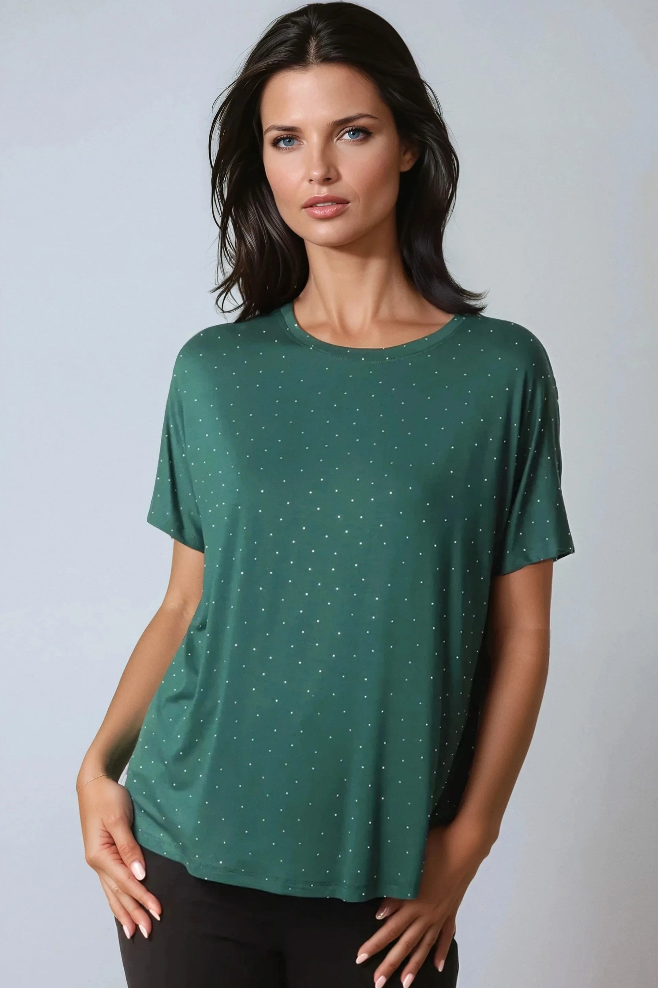 Green Embellished Round Neck T-Shirt