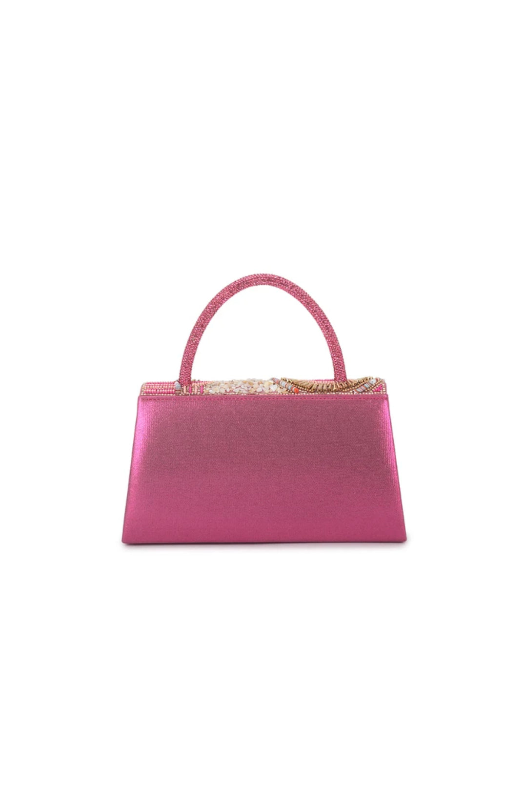 Fuchsia Embellished Top Handle Bag