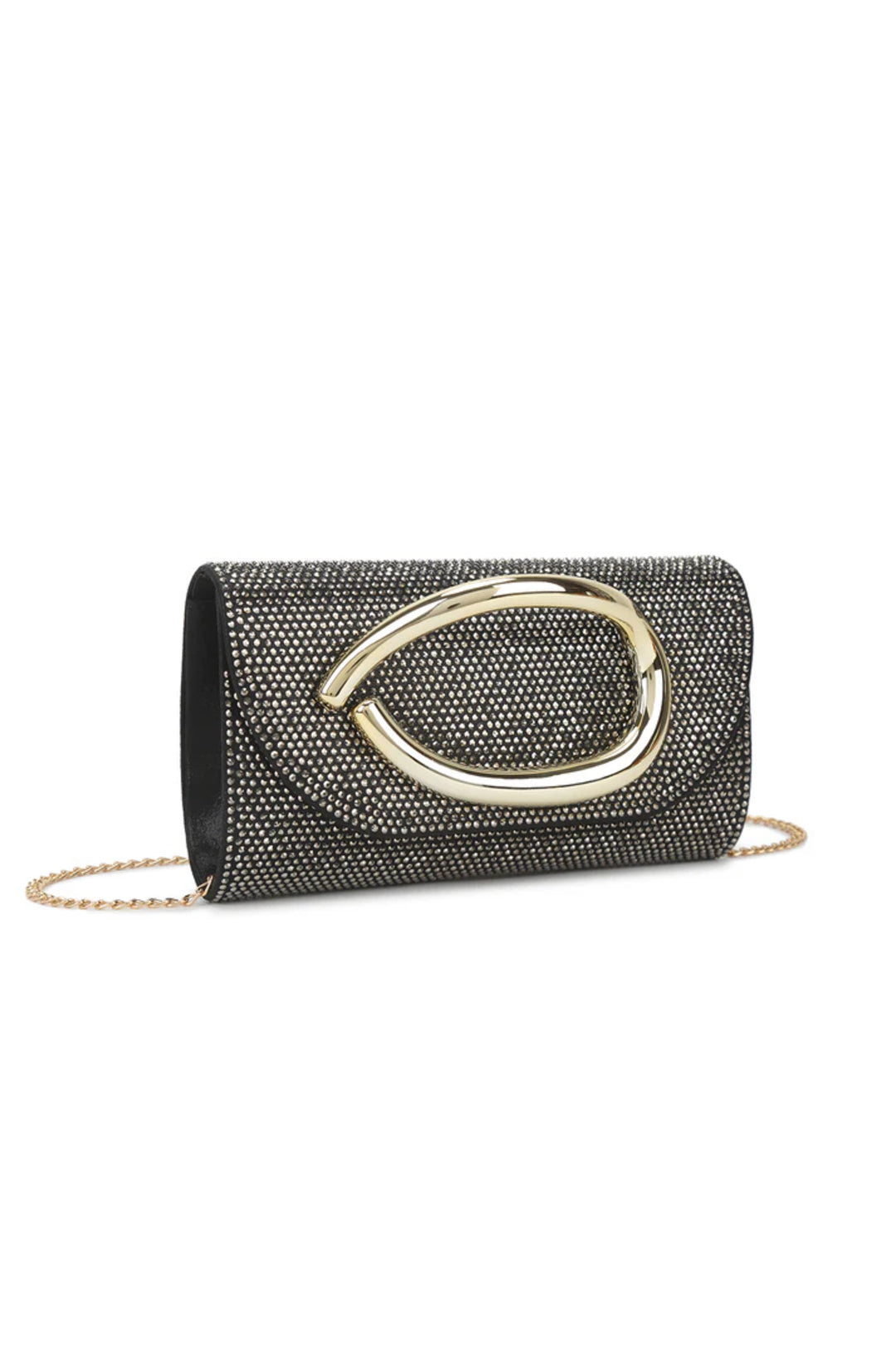 Black Crystal Embellished Evening Clutch Bag
