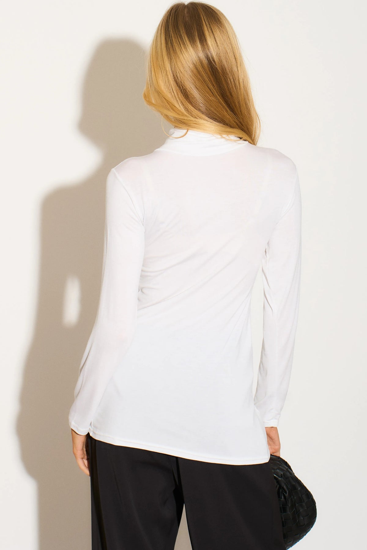 White Turtleneck Long Sleeve Top