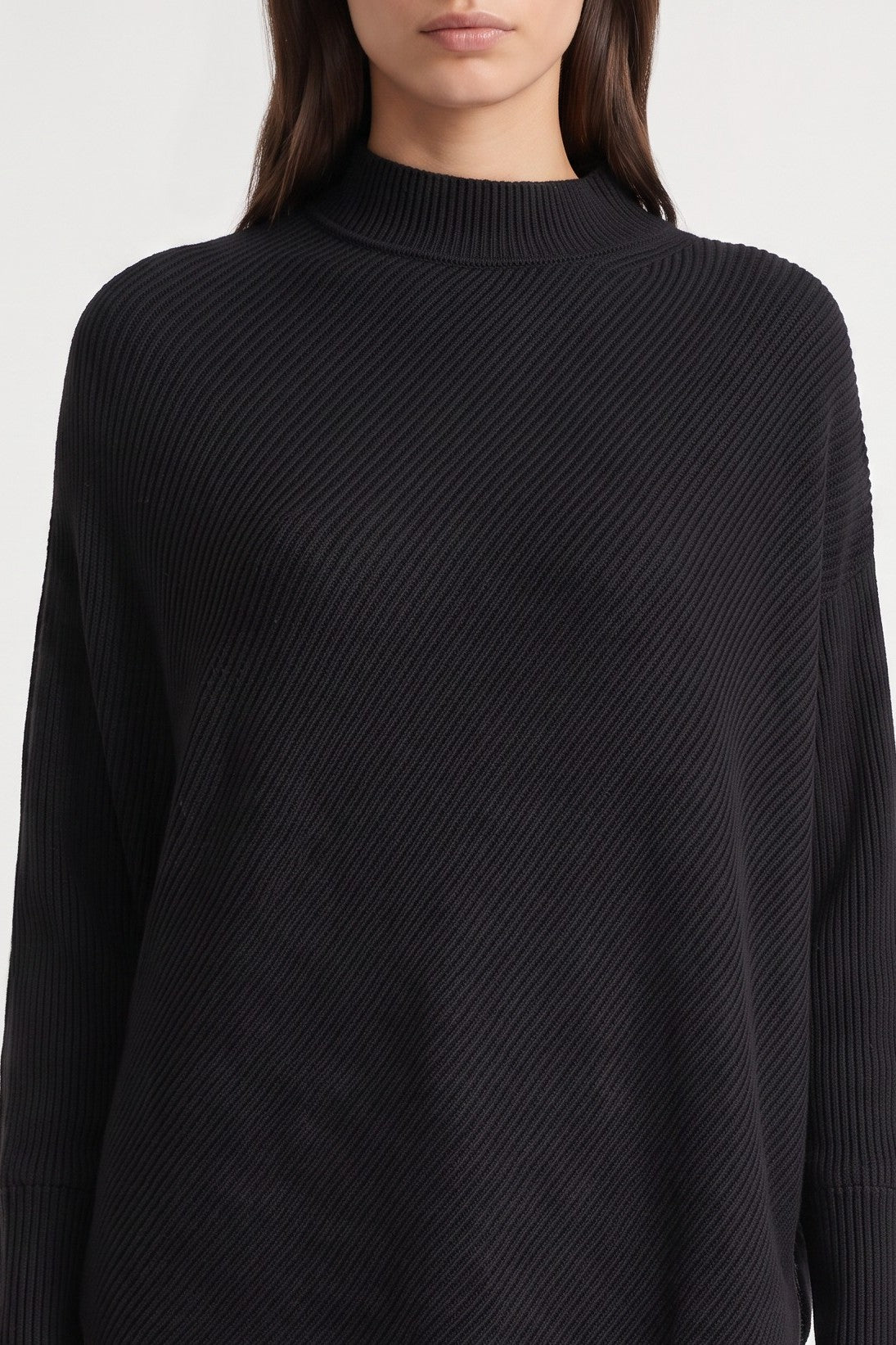 Black Ribbed High Neck Jumper