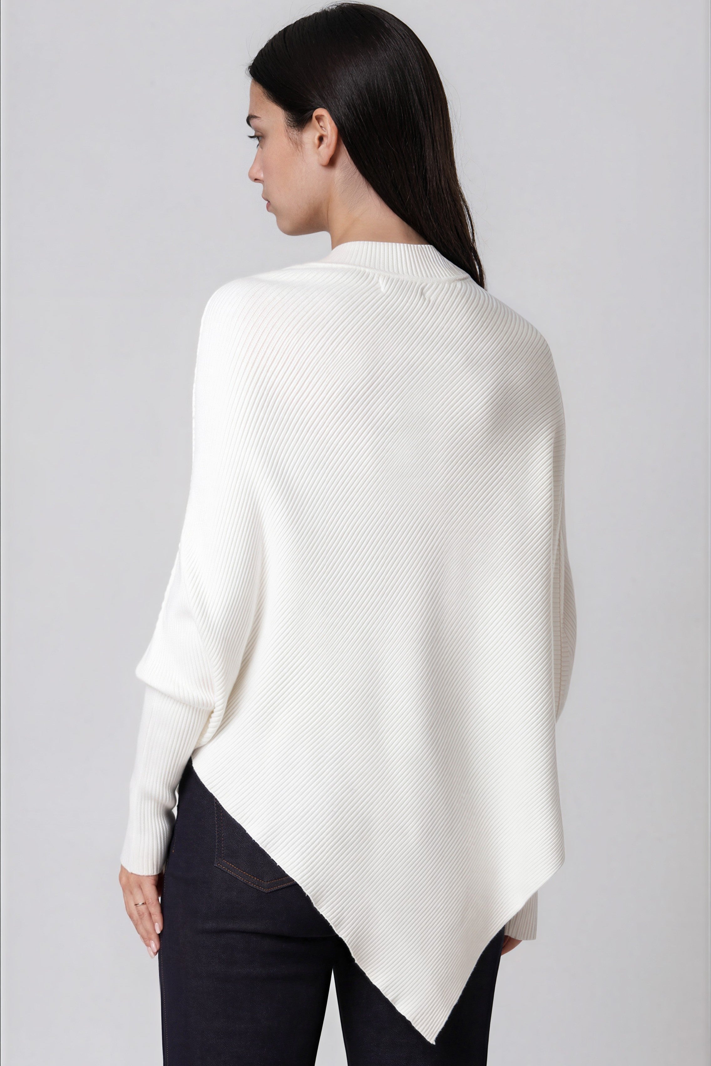 Ivory Ribbed High Neck Jumper