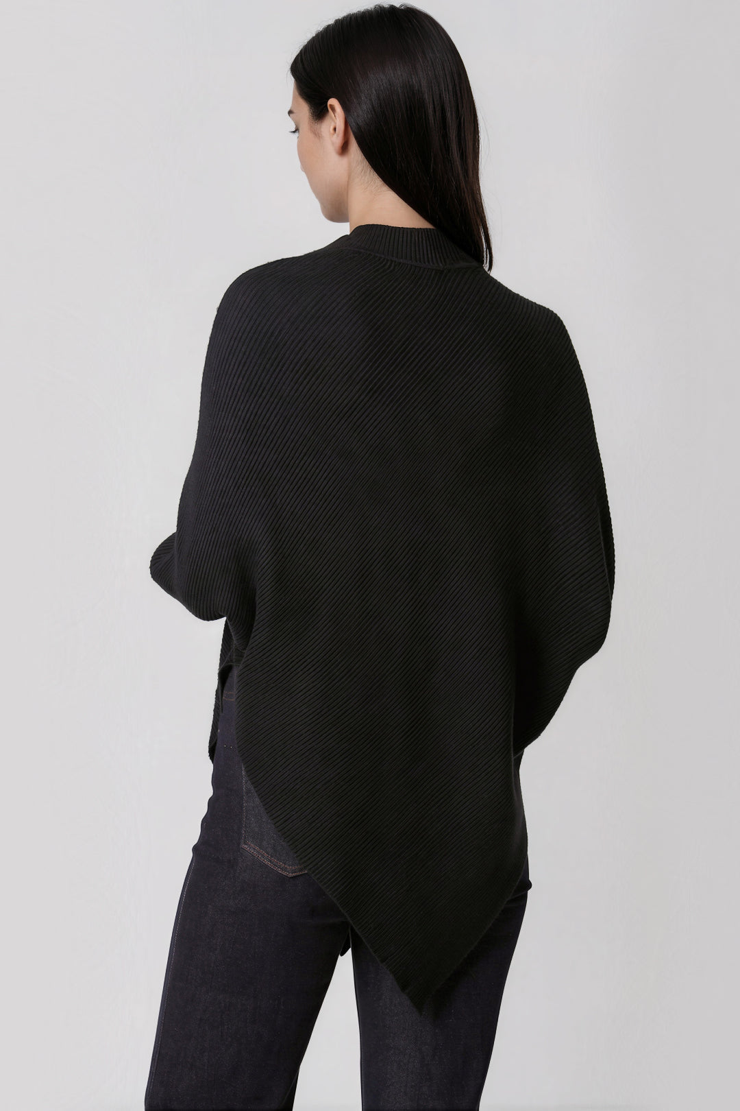 Black Ribbed High Neck Jumper