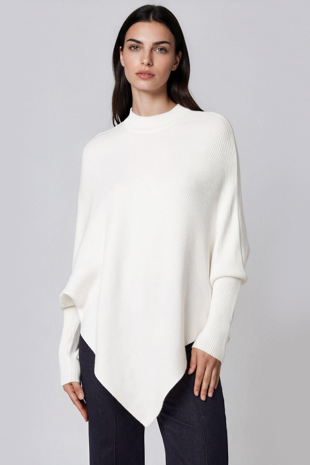 Ivory Ribbed High Neck Jumper