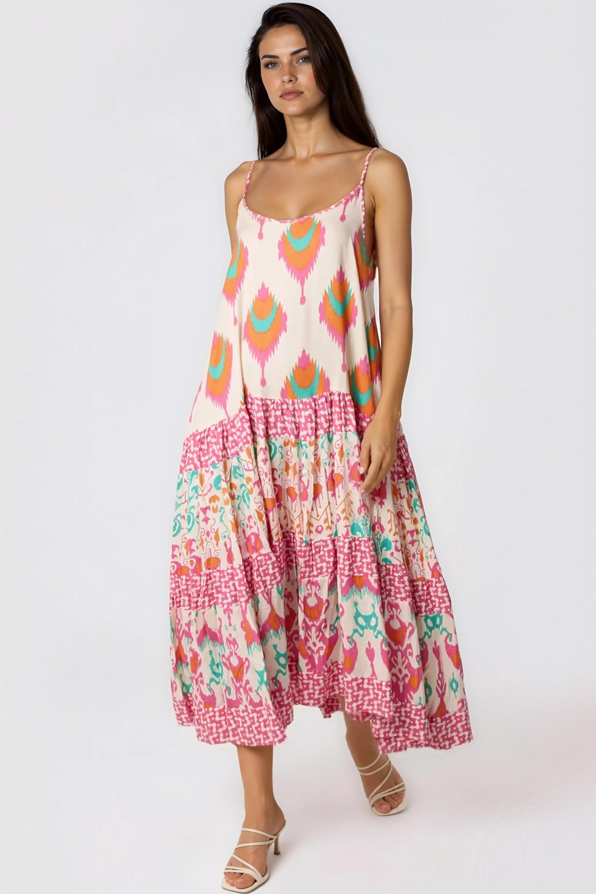 Pink Tiered Cami Maxi Dress
