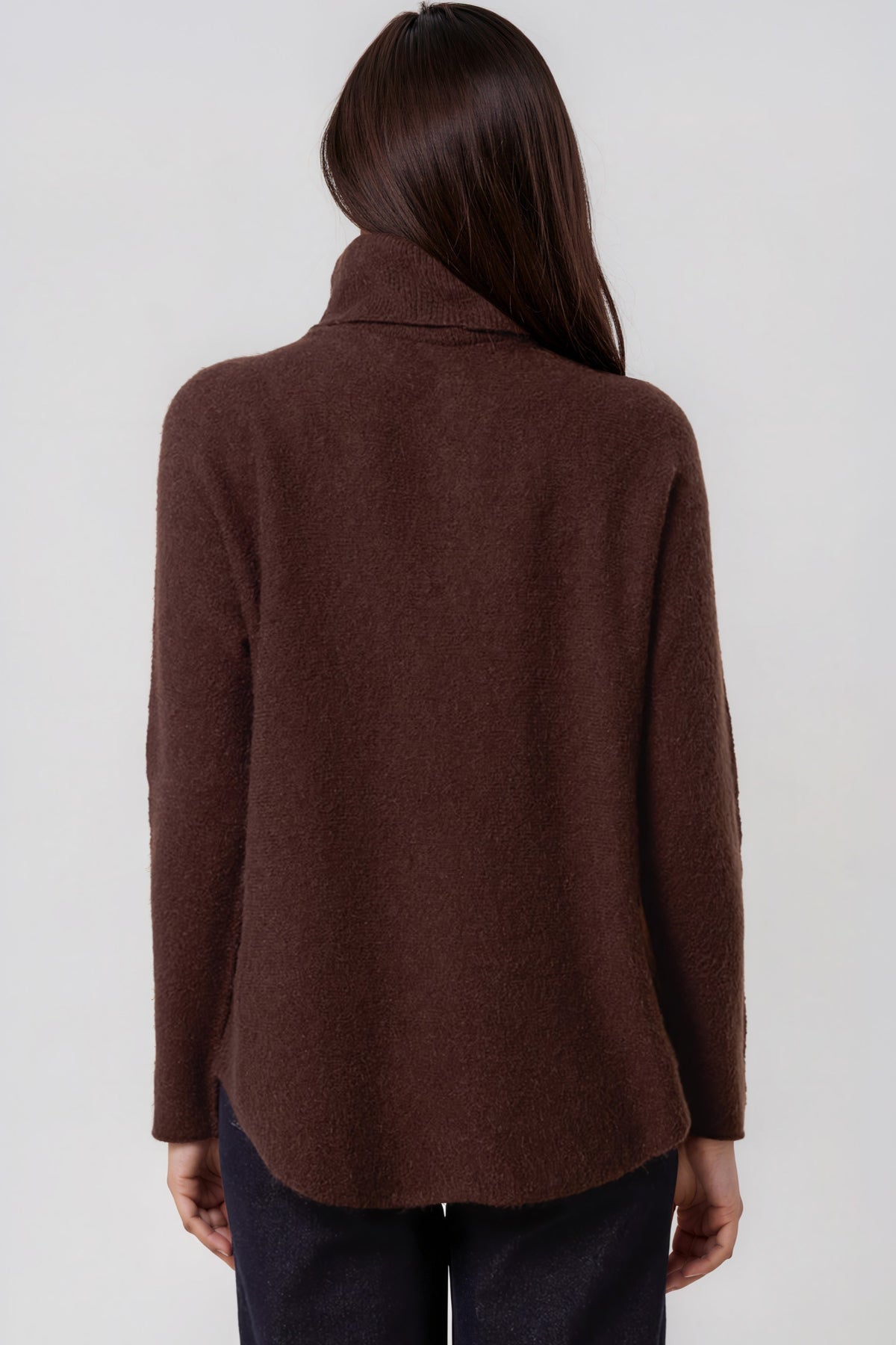 Brown Roll Neck Soft Knit Jumper