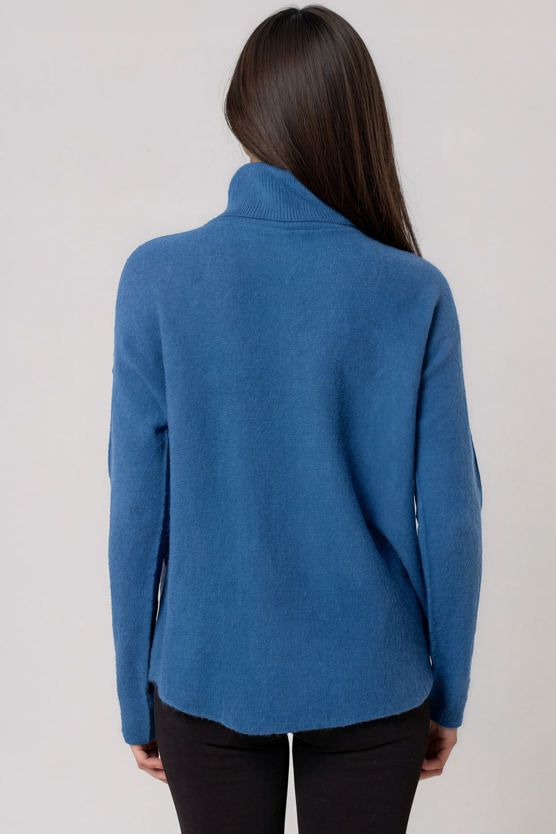 Dark Denim Roll Neck Soft Knit Jumper