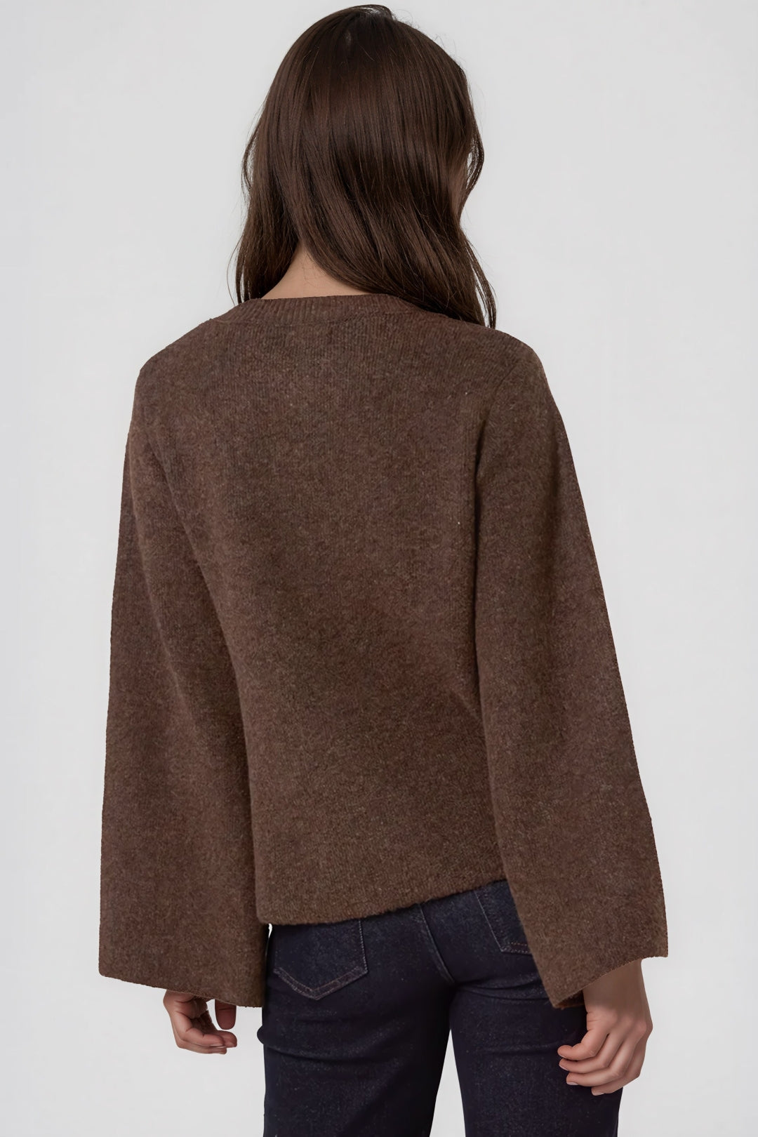 Brown Knitted Side‑Tie Cardigan