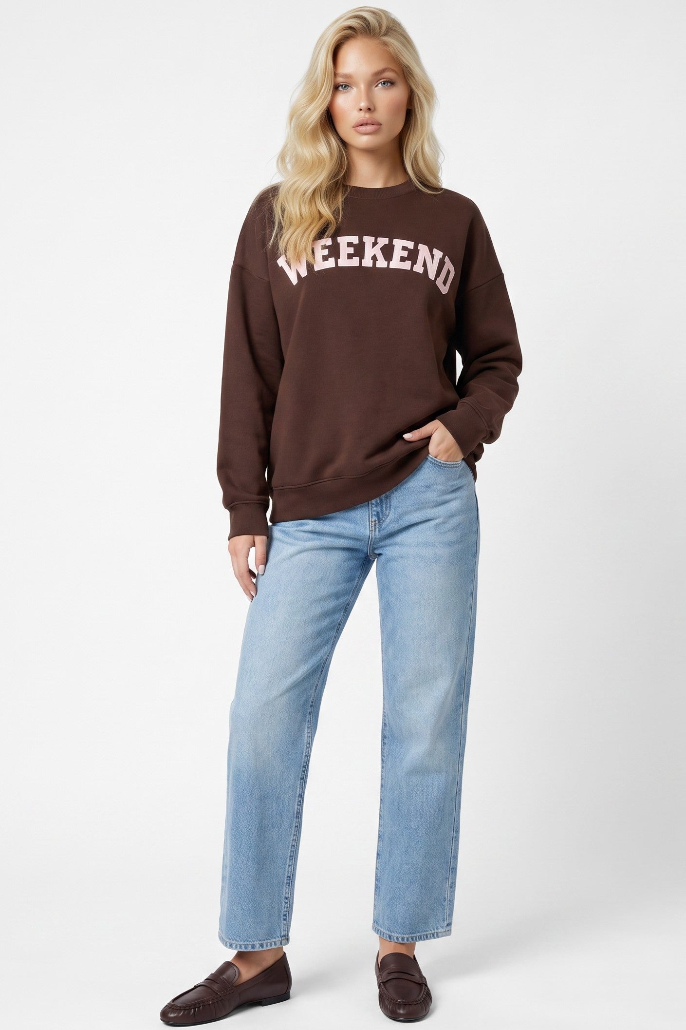 Brown Weekend Cotton Sweatshirt