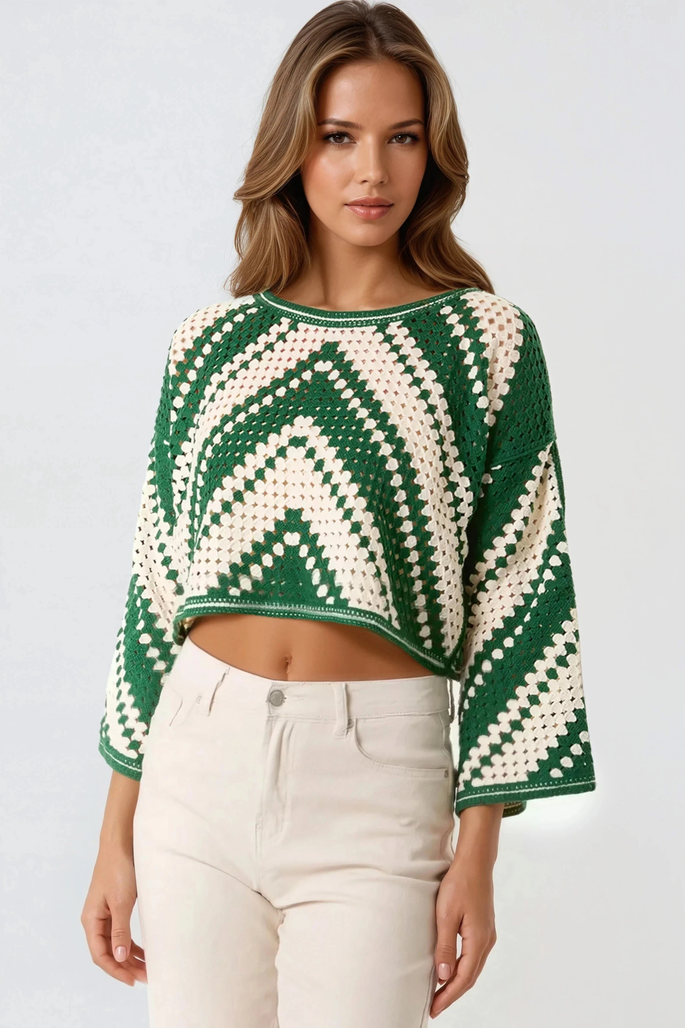 Green Crochet Cropped Jumper