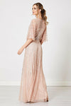 Allegra Blush Pink Embellished Flutter Sleeve Maxi Dress