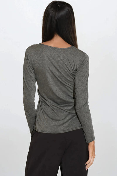 Charcoal Round Neck Long Sleeve Top