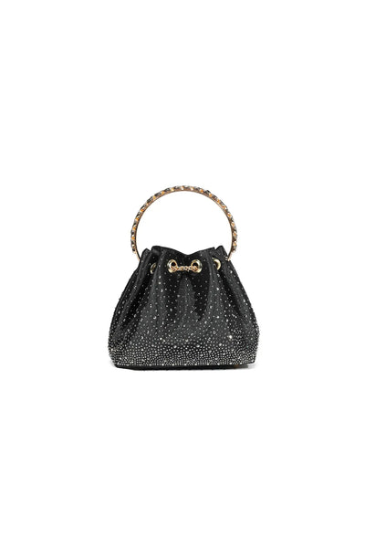 Black Embellished Top Handle Evening Bag