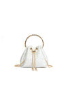 Ivory Embellished Top Handle Evening Bag