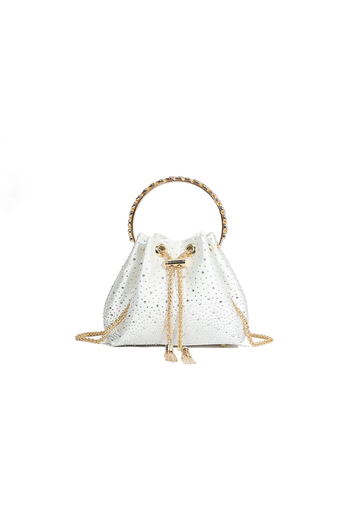 Ivory Embellished Top Handle Evening Bag