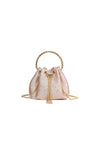 Rose Gold Embellished Top Handle Evening Bag