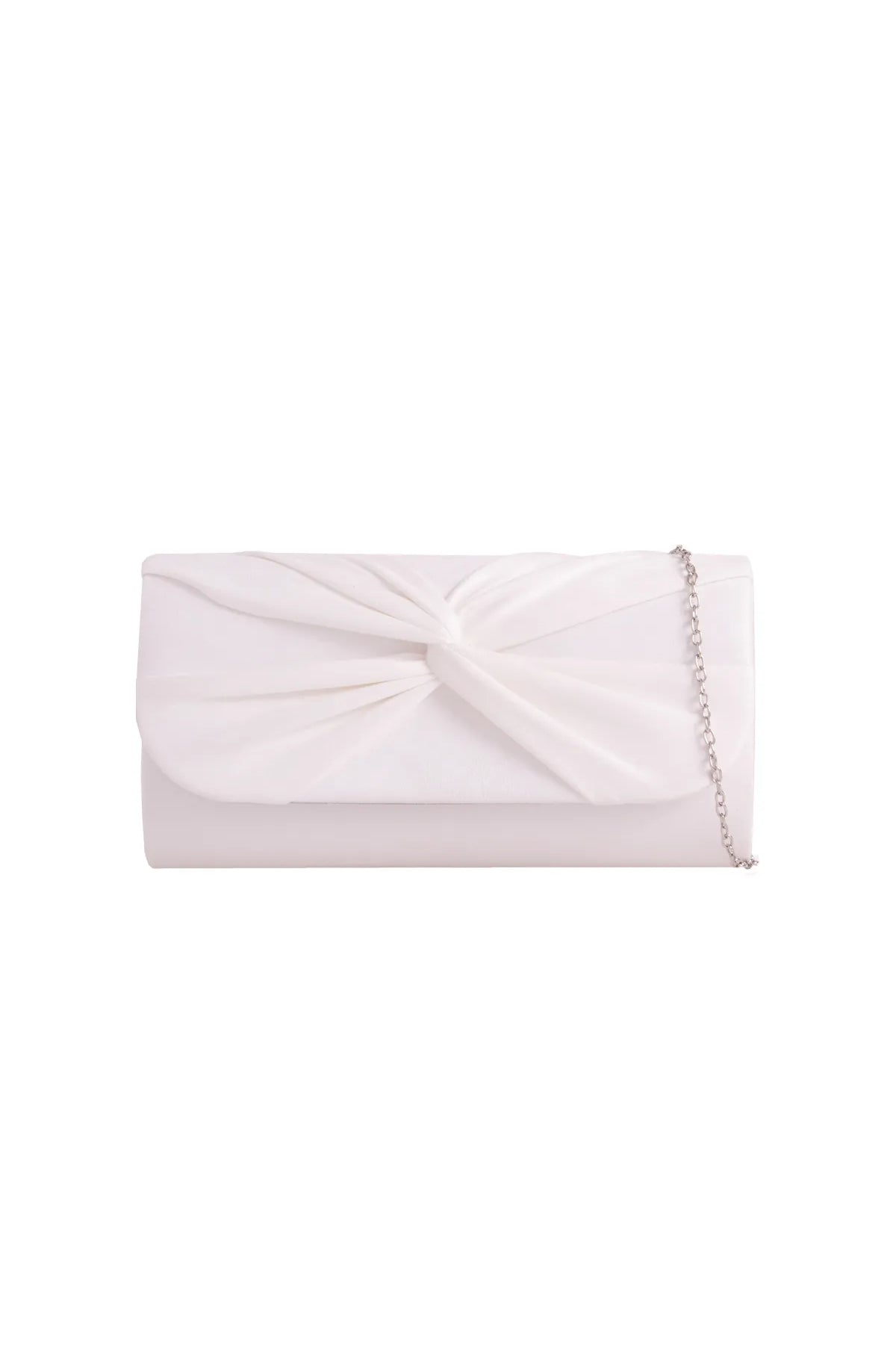 White Suede Clutch Bag with Knot Detail