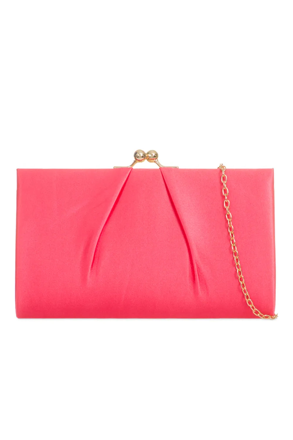 Coral Satin Clutch Bag