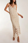 Beige Diamond Crochet Cami Maxi Dress