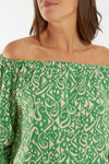 Green Paisley Print Bardot Blouse