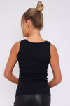 Black Logo Round Neck Vest Top