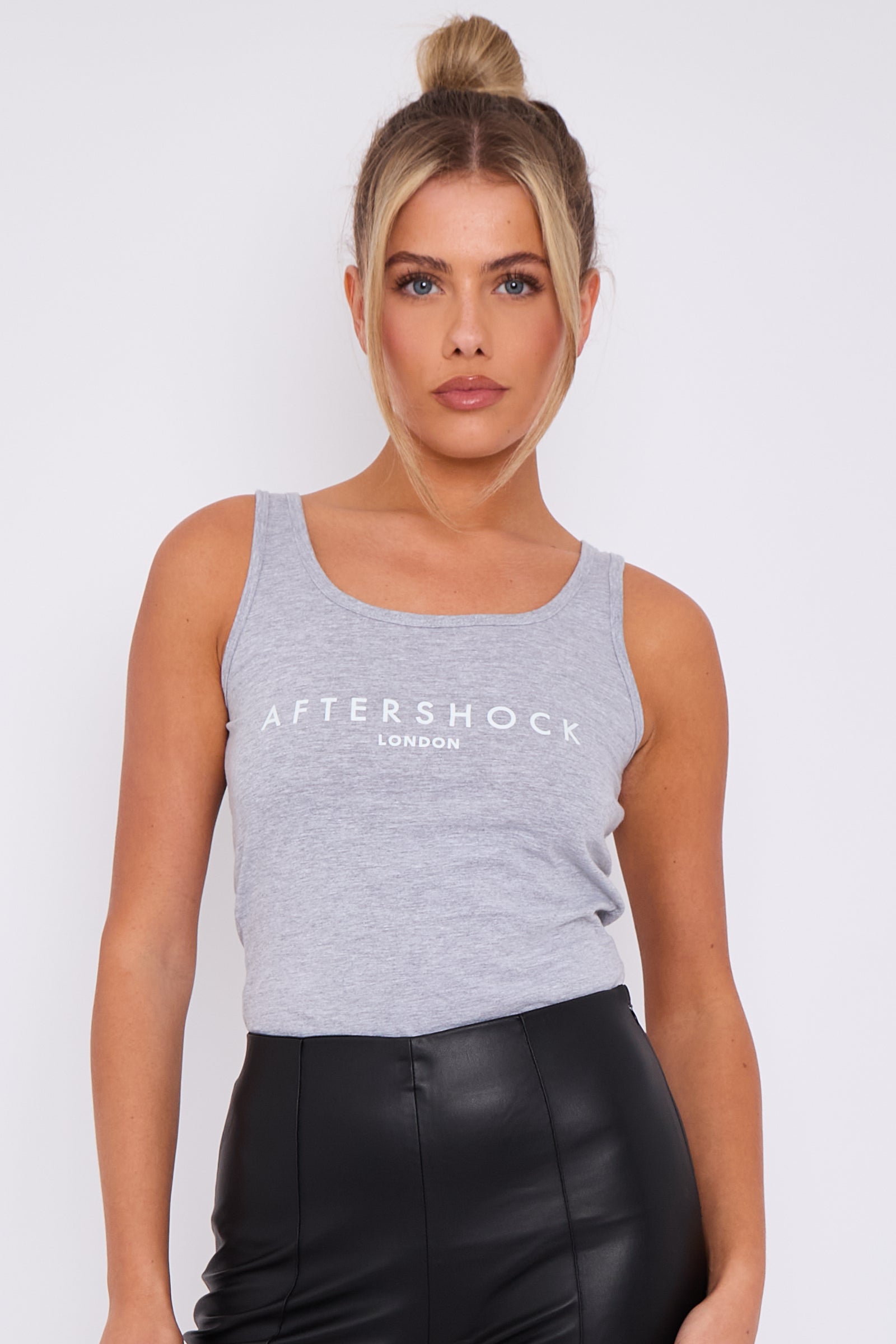 Grey Logo Round Neck Vest Top