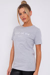 Grey C'est La Vie Short Sleeve Round Neck T Shirt