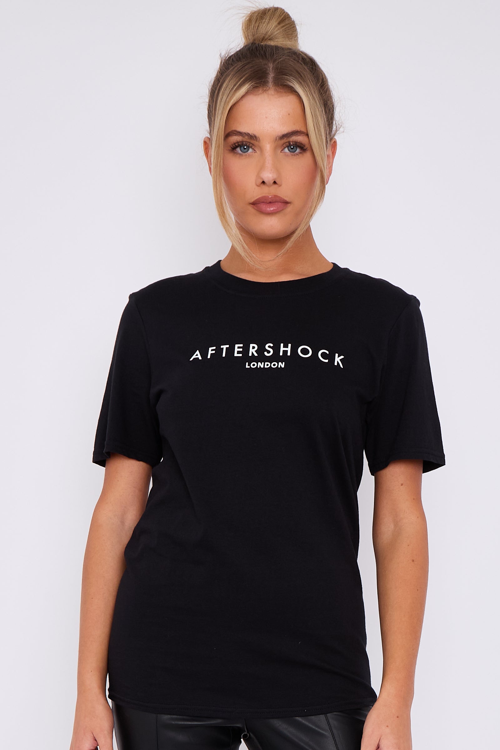 Black Logo Short Sleeve Round Neck T-Shirt