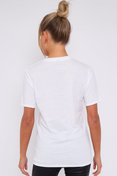 White C'est La Vie Short Sleeve Round Neck T Shirt