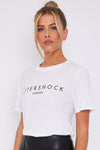 White Logo Short Sleeve Round Neck T-Shirt