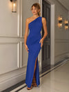 Aubrielle Blue One Shoulder Maxi Dress