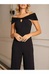 AUDREY BLACK BARDOT WIDE LEG JUMPSUIT