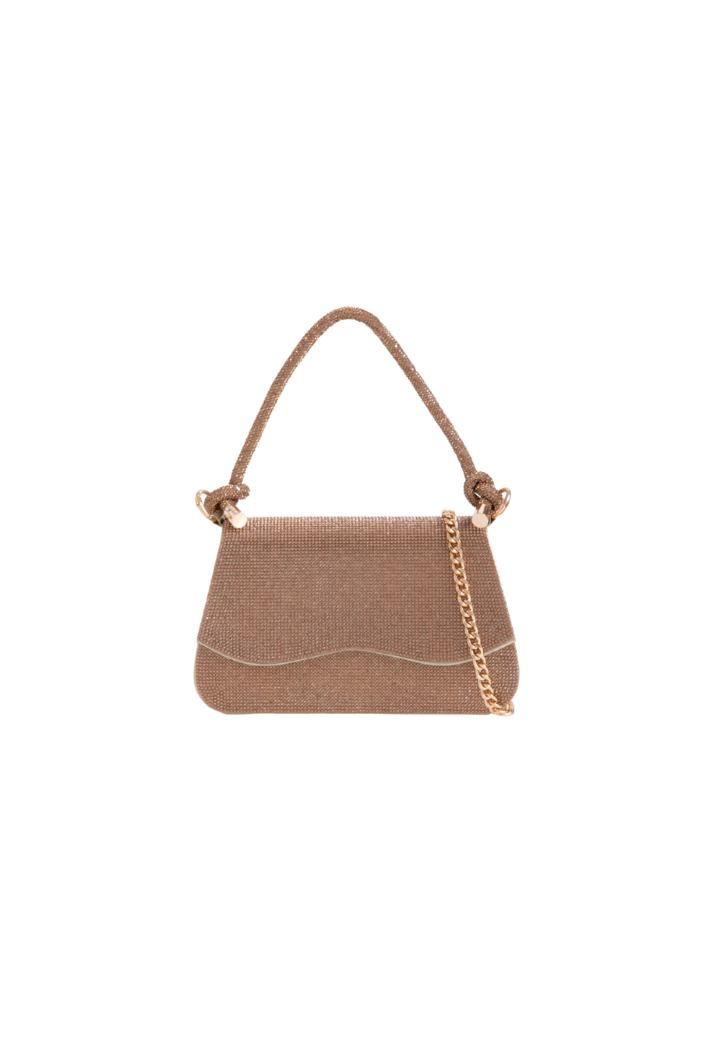 Gold Diamante Top Handle Bag With Knot Details