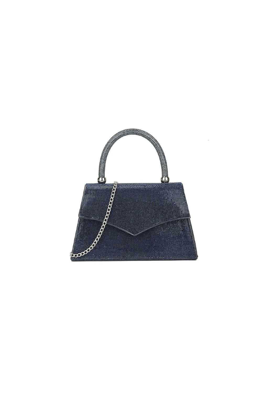 Navy Diamante Top Handle Bag