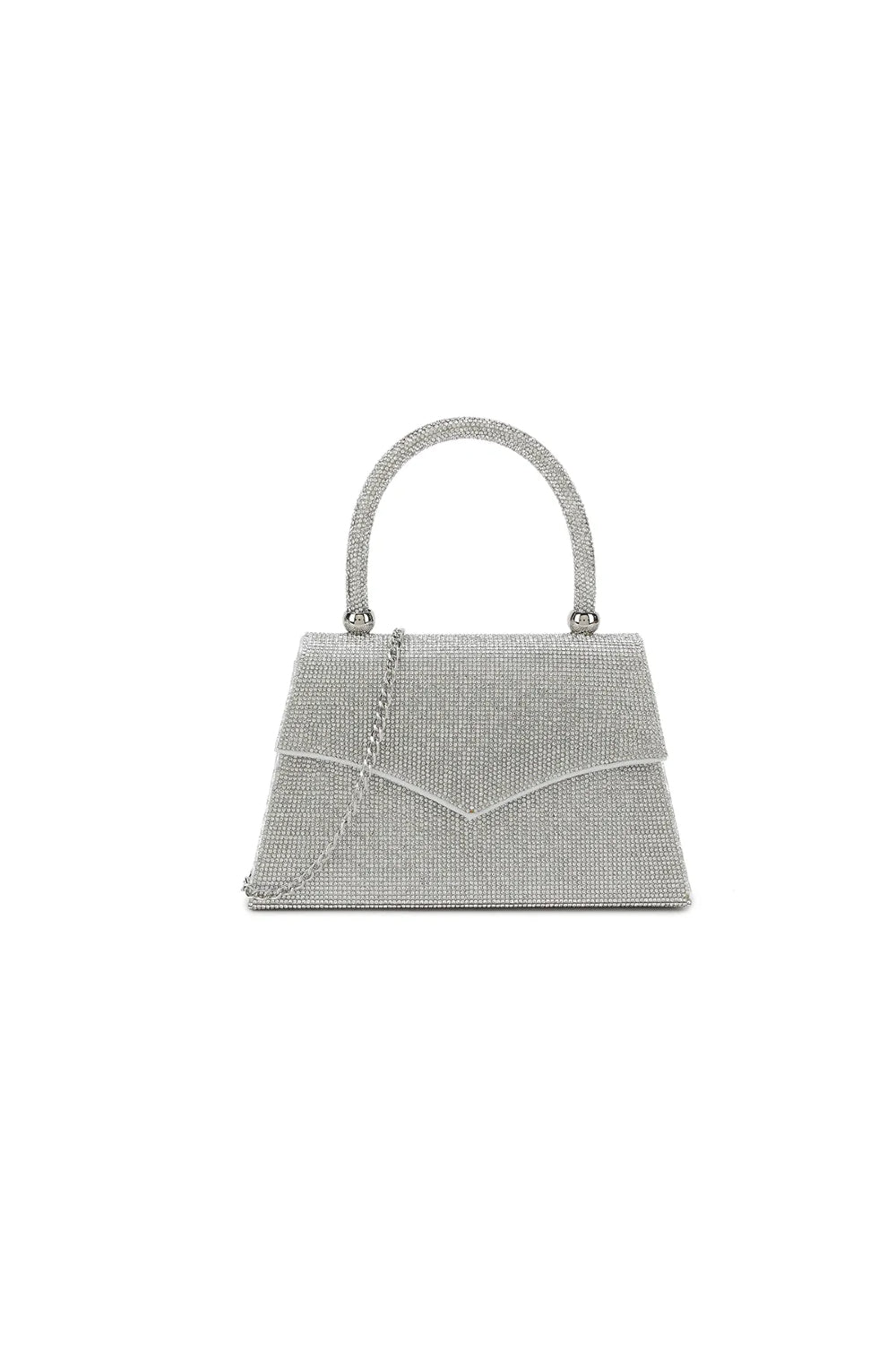 Silver Diamante Top Handle Bag