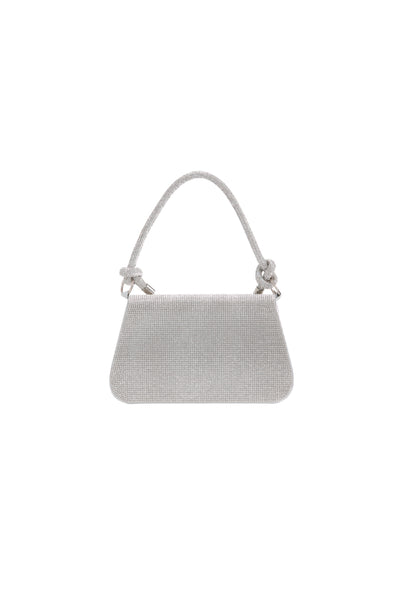 Silver Diamante Top Handle Bag With Knot Details