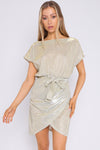 Georgina Champagne Sparkly Wrap Mini Dress