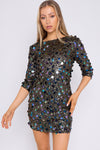 Black Multi Sequin Mini Dress