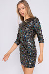 Black Multi Sequin Mini Dress