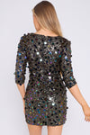 Black Multi Sequin Mini Dress