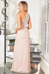 Riley Champagne One Shoulder Embellished Maxi Dress