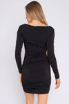 Audrey Black Diamante Ruched Mini Dress