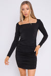 Audrey Black Diamante Ruched Mini Dress