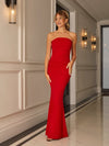 Selene Red Bandeau Maxi Dress With Knot Detail