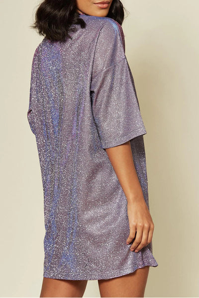 Lavender Blue Sparkly Oversized T-Shirt Dress