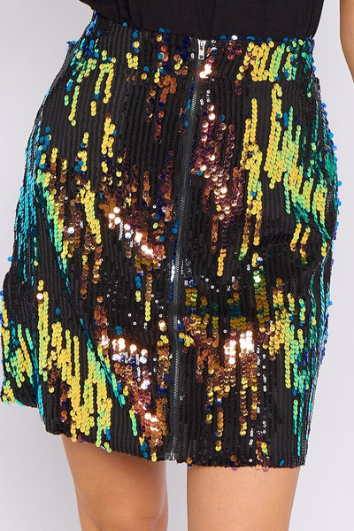 Skylar Multicolour Sequin Stretch Mini Skirt