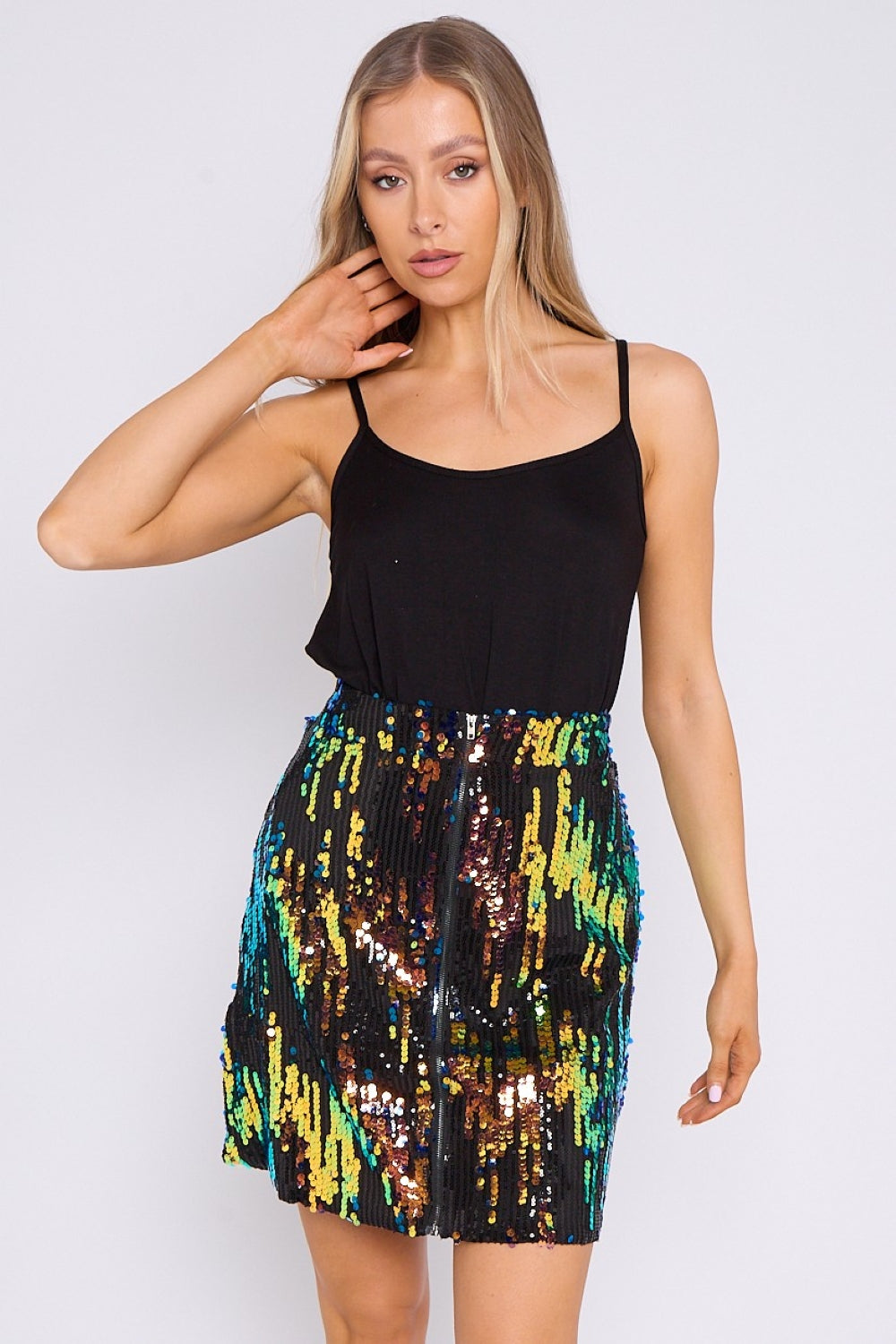 Skylar Multicolour Sequin Stretch Mini Skirt